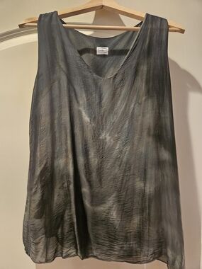 Hand-Dyed Charcoal Silk Shell Tank Top | Flowy Layering Piece | Small/Medium